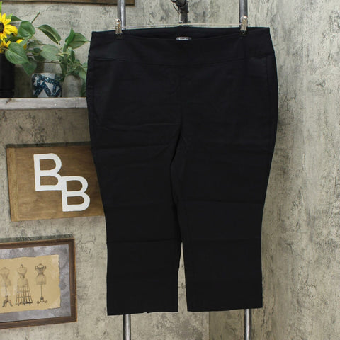 Martha Stewart Plus Petite Stretch Twill Crop Pants Black 22WP