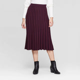 A New Day Women's Mid Rise Pleated Midi Sweater Skirt Purple XS