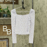 Wild Fable Women's Floral Print Long Sleeve Square Neck Blouse