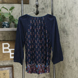 Vintage America Women's Raglan 3/4 Sleeve Peasant Top