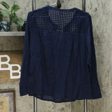 Charter Club Women's Tassel Tie Eyelet Yoke Top