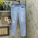 Buffalo Women's Jess Rip And Repair Mid Rise Skinny Jeans Light Blue 6/28