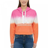 Calvin Klein Women's Dip Dye French Terry Cropped Hoodie Sweatshirt