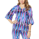 IMAN Women's City Chic Printed V-Neck Tunic Top