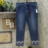 DG2 by Diane Gilman Women's Embroidered Hem Ankle Jeans