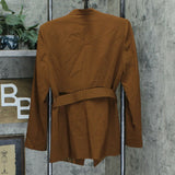 Calvin Klein Women's Collarless Belted Blazer Jacket 10 Brown