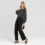 Who What Wear Women's Floral Print Balloon Long Sleeve Blouse