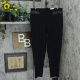 JM Collection Plus Faux Leather Trim Pull On Ponte Knit Pants