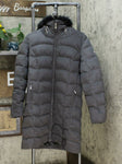 Calvin Klein Women's Hooded Faux Fur Trim Down Puffer Coat Grey Large