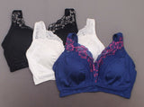 Rhonda Shear 3 Pack Adjustable Back Betty Pin Up Bras Multi Plus 2X