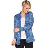 Susan Graver Plus Size Space Dye Sweater Knit Cardigan With Godets