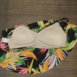 Kona Sol Womens Tankini with Shelf Soft Cup Padding Black Multi XL
