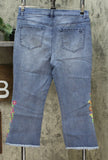 DG2 by Diane Gilman Women's Petite Neon Embroidered Kick Flare Crop Jeans