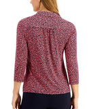 Charter Club Petite Half Button Placket Heart Print Shirt