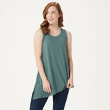 LOGO by Lori Goldstein Women's Cotton Modal Slub Tank Top with Rib Side Panel