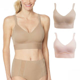 Rhonda Shear 2 Pack Mesh Back Molded Cup Bras Mocha/ Pink XL