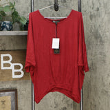 DG2 by Diane Gilman Women's Slit Sleeve Pleat Front Dolman Top