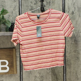 Wild Fable Women's Striped Short Sleeve Cropped T-Shirt