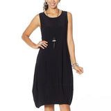 MarlaWynne Women's Matte Jersey Sleeveless Dress With Pockets Black Plus 1X