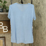 DG2 by Diane Gilman Diane Women's Burnout Printed Embellished Top Chambray Small