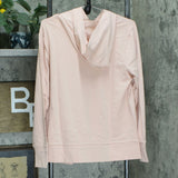AnyBody French Terry Sweatshirt Hoodie With Side Snaps Pink Sand Small