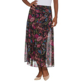 Linea by Louis Dell'Olio Women's Floral Print Soft Skirt Black Medium