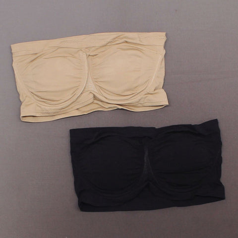 Rhonda Shear 2 Pack Underwire Bandeau Bras Black / Nude Large