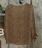 Cece Women's Leopard Print Tie Sleeve Blouse