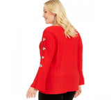INC International Concepts Plus Embellished Bell Sleeve Knit Top