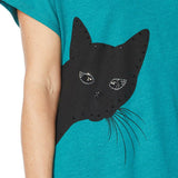 DG2 by Diane Gilman Women's Sequined Kitty Cat T-Shirt