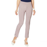 MarlaWynne Stretch Twill FLATTERfit Pants With Slit Lilac Gray Petite 6