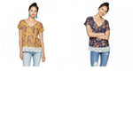 Xhilaration Women's Short Sleeve V-Neck Floral Lace Trim T-Shirt