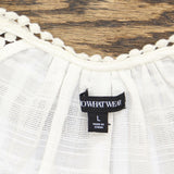 Who What Wear Women's Crochet Trim Side Tie Blouse White Feather Large