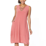 MarlaWynne Women's Petite Matte Jersey Sleeveless Dress With Pockets