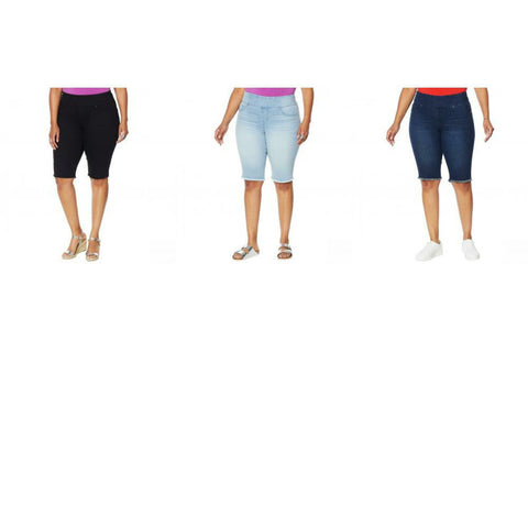 DG2 by Diane Gilman Women's Plus Size Classic Stretch Pull On Bermuda Shorts