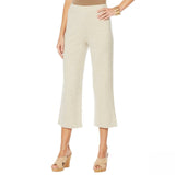 NWT MarlaWynne Plus Size Linen Blend Cropped Pull On Knit Pants. 655750-Plus 1X