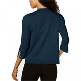 JM Collection Studded 3/4 Sleeve Open Front Cardigan Sweater