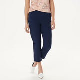 Isaac Mizrahi Live! Petite 24/7 Stretch Crop Pants with Back Slits Navy 6P