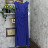 Alex Evenings Petite Brocade Bodice Empire Waist Gown Royal Blue 16P