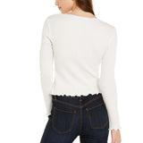 Polly & Esther Women's Junior Fit Cropped Thermal T-Shirt