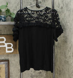 DG2 by Diane Gilman Women's Plus Size Crochet And Ruffle Top