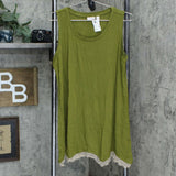 LOGO by Lori Goldstein Women's Layers Knit Tank Top with Rollercoaster Lace