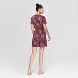 Xhilaration Women's Floral Print Short Sleeve V-Neck Wrap Knit Mini Dress