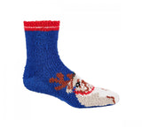 Club Room Cozy Holiday Reindeer Dog Christmas Bulldog Crew Socks Blue One Size