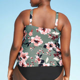 Sea Angel Women's Plus Size Lace Trim Swim Bikini Tankini Top