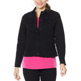 DG2 by Diane Gilman Women's Frayed Denim Jacket With Pockets
