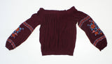 Xhilaration Women's Off The Shoulder Gypsy Shirt Blouse Maroon Medium