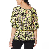 IMAN Women's Plus Size Global Chic Cape Sleeve Top With Keyhole Back