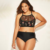 Xhilaration Women's Plus Size Lace Up High Waist Bikini Bottom