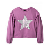 Art Class Girls Raw Edge Ruffle French Terry Sweatshirt XL (14/16) Sequins